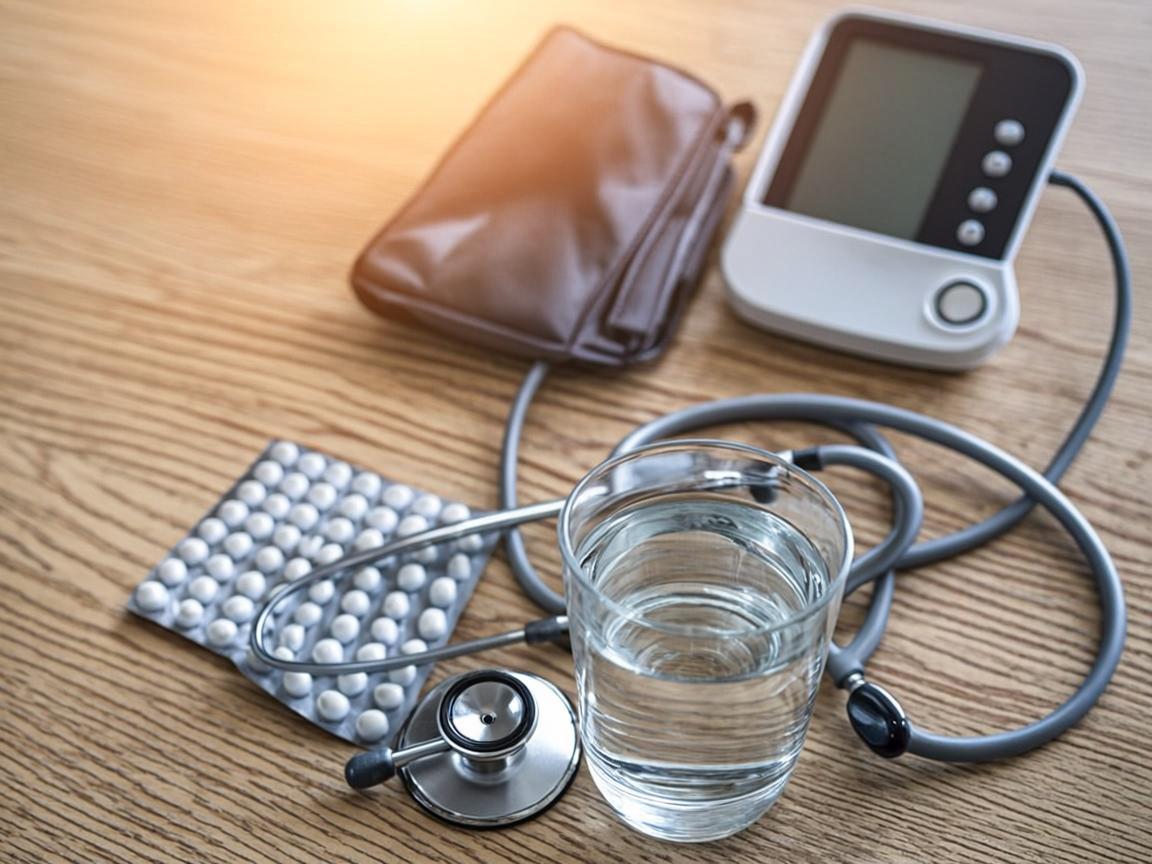 بلیستر قرص آسپرین 80 و فشارسنج — پایش قلبی سالمند در منزل